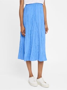 NWT Eileen Fisher A-Line Crinkled 100% Silk Midi Skirt Sz M